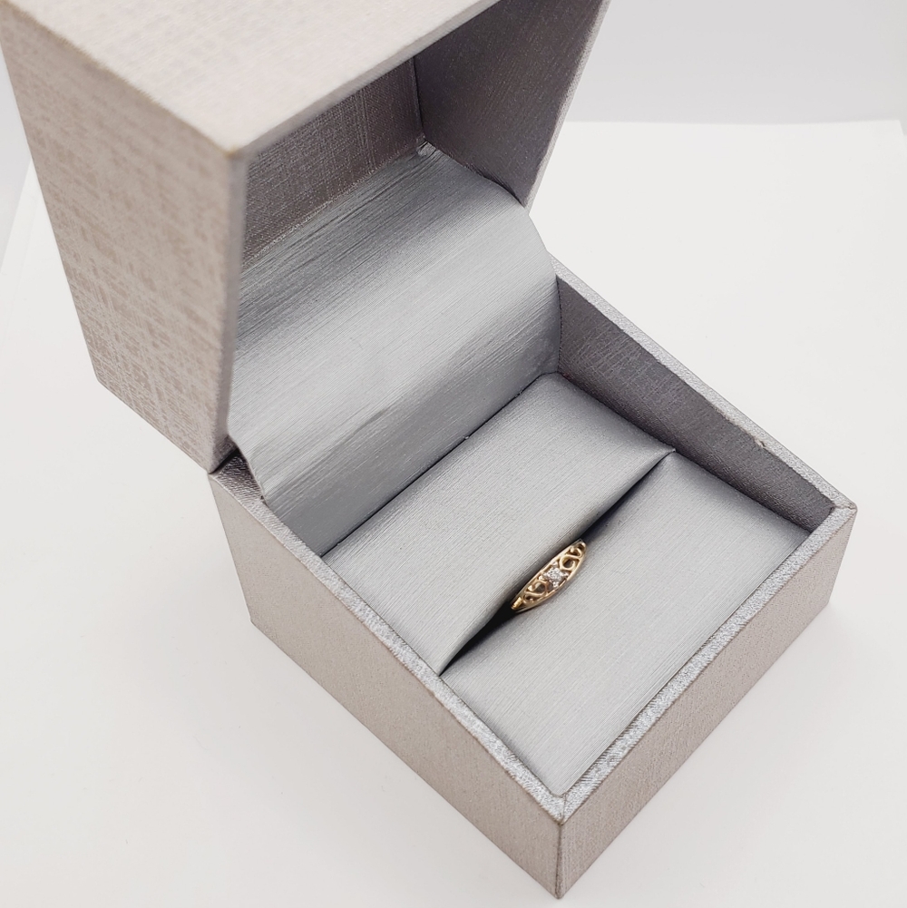 10K Yellow Gold Scroll Diamond Accent Ring - Tiny Baby Ring Knuckle Ring - Picture 9 of 11